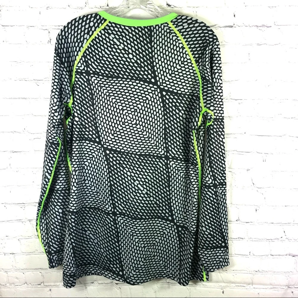 Nike Pro Dri-Fit Fitted Long Sleeve V-Neck Athletic Retro Print Workout Size XL